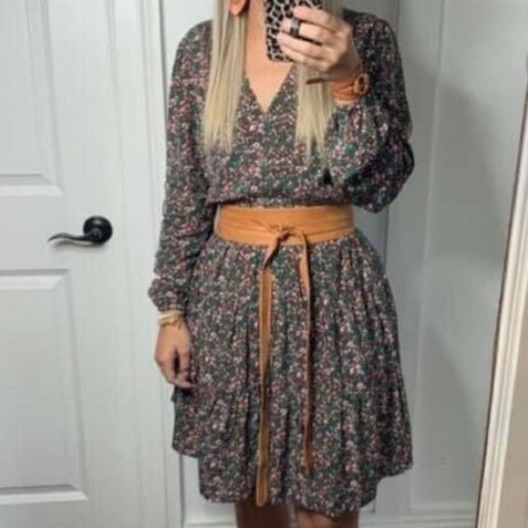 Matilda Jane‎ Small S Fabulously Floral Green Pink Tiered Mini Tunic Dress Boho - Picture 2 of 8